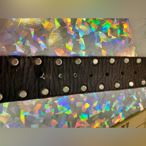 Vintage Western Studded Concho Belt Black Leather Southwestern Cowgirl Boho M/L - Picture 9 of 11